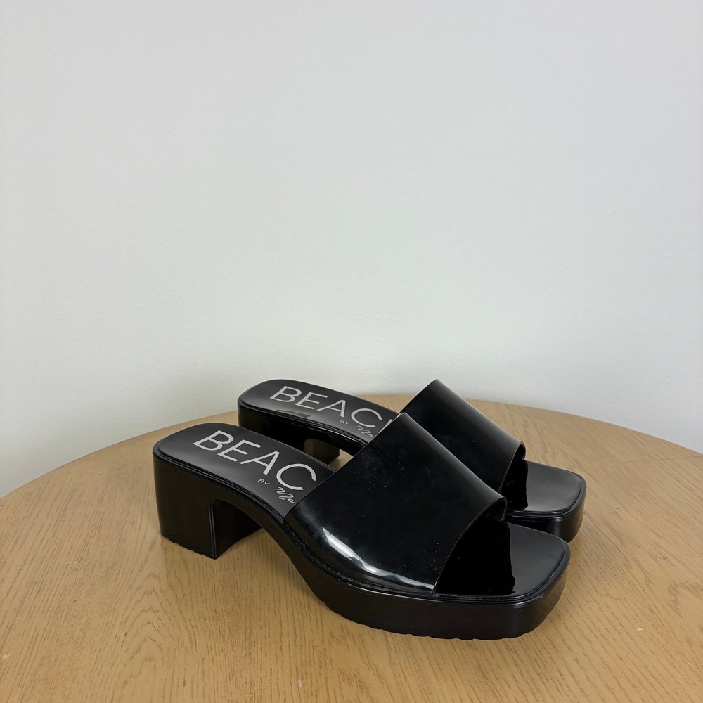 Beach by Matisse Jelly Platform Slide Sandals Women's 8 lock Heel Square Toe